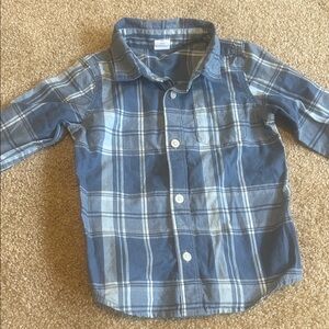 GAP Kids Blue and White Plaid Button Down Shirt